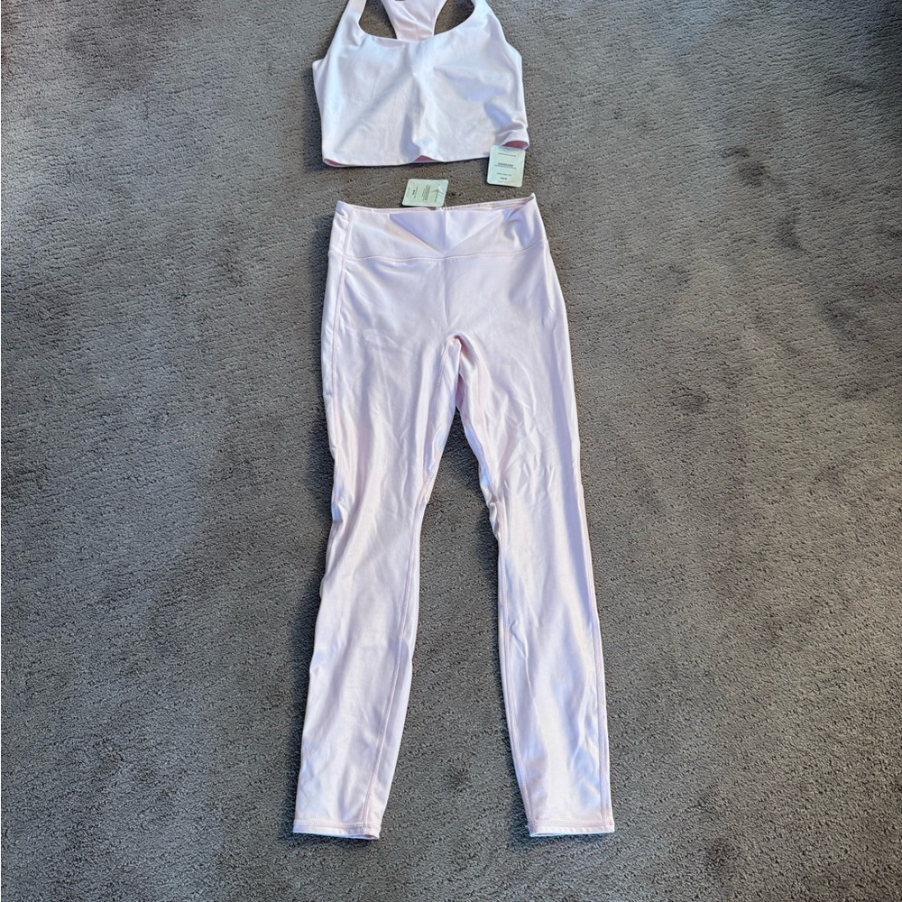 NWT Fabletics Pink SET Leggings & Tan